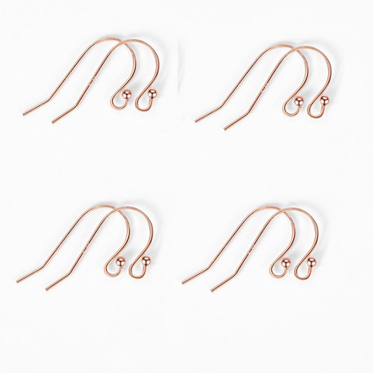 0.6mm 1 Pair Sterling Silver Earring Hooks, Rose Gold Plated- ERWZ-10
