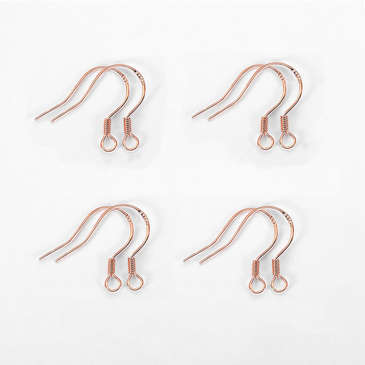 0.65mm 1 Pair Sterling Silver Earring Hooks, Spiral+925 Seal, Rose Gold Plated - ERSY-08