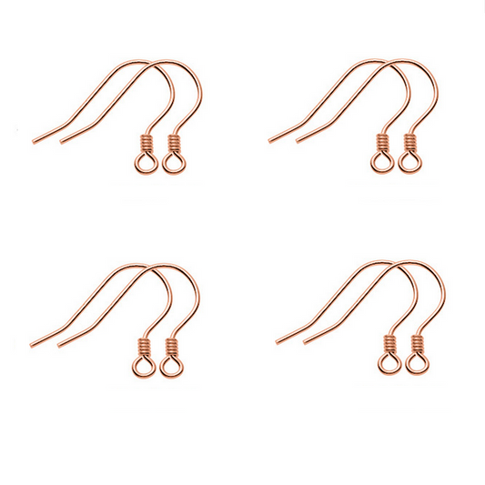 0.6mm 1 Pair Sterling Silver Earring Hooks, Spiral Style, Rose Gold Plated - ERMG-10
