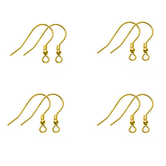 0.6mm 1 Pair Sterling Silver Earring Hooks, Spiral +Ball Style, Gold Plated - ERDQ-07