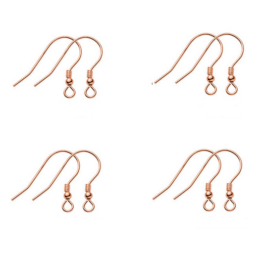0.6mm 1 Pair Sterling Silver Earring Hooks, Spiral +Ball Style, Rose Gold Plated - ERDQ-10