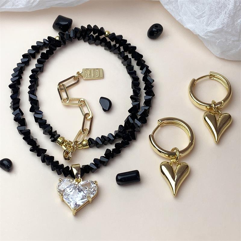 Crystal Beads DIY Material Necklace Set Black Color