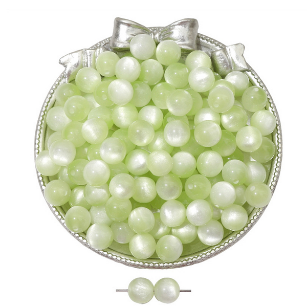 20pcs Resin Imitation Opals Cat's Eye Round Beads