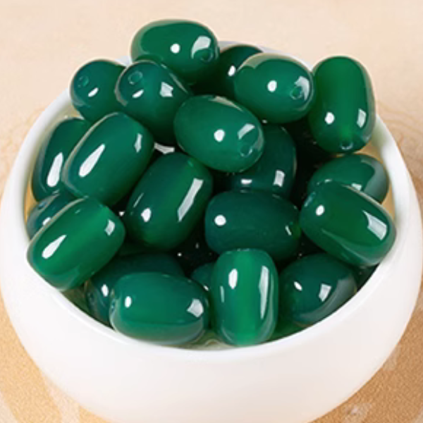 10pcs Agate Doliform Green Beads