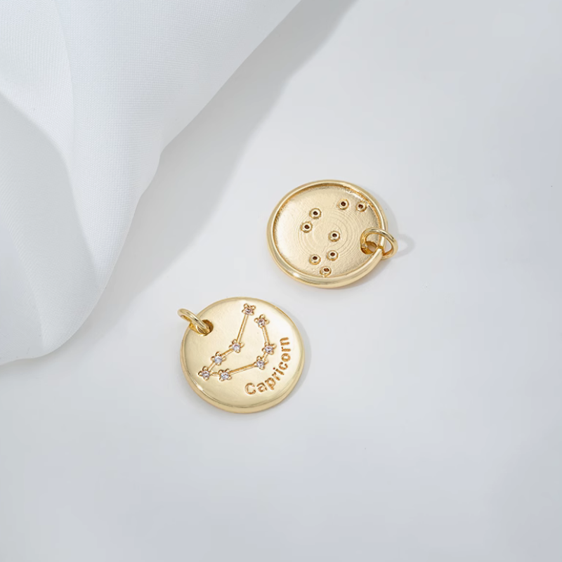 Brass Gilded Charms Piece Constellation 12 Star Map Pendant
