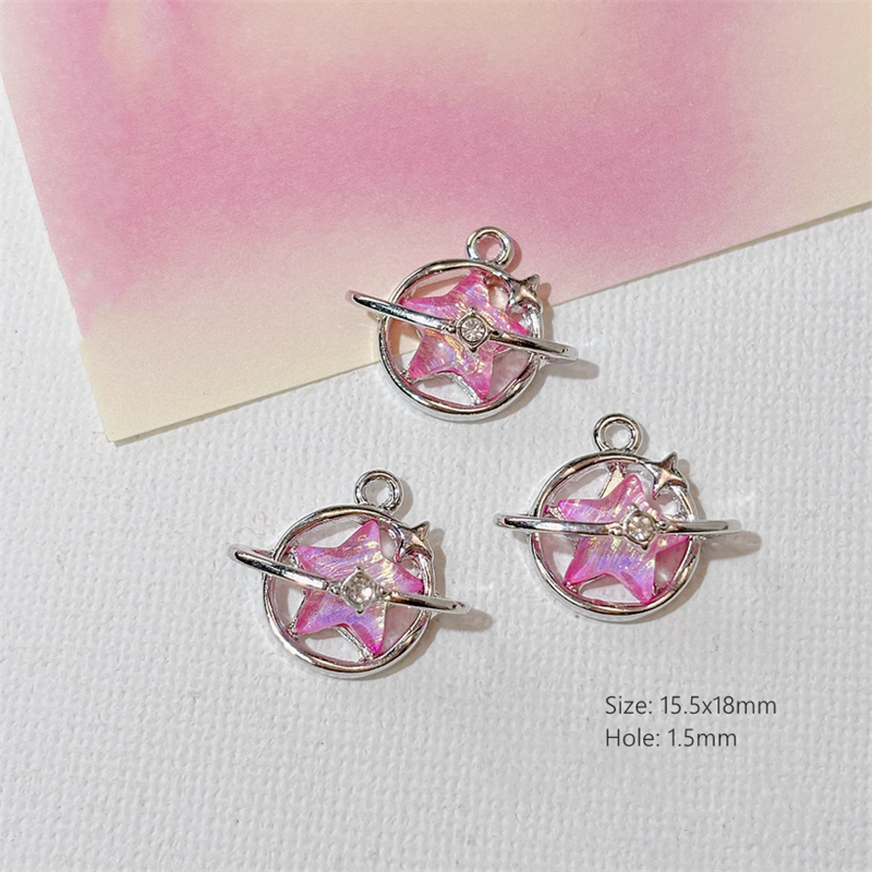 Alloy Pendants With Resin Pink Fairy Fantastic Charms