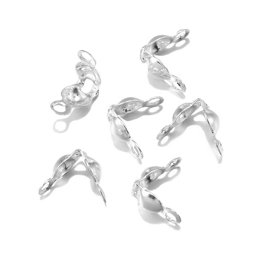 100pcs Clamshell Fold-Over/Knot/End Cap Covers,Silver Plated - CMYK-01
