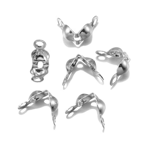 100pcs Clamshell Fold-Over/Knot/End Cap Covers,Platinum Plated - CMYK-02