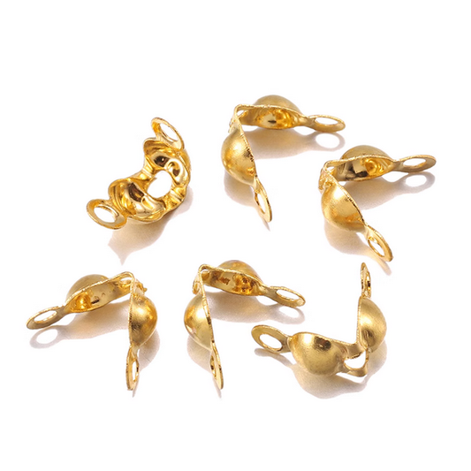 100pcs Clamshell Fold-Over/Knot/End Cap Covers,18K Plated - CMYK-03