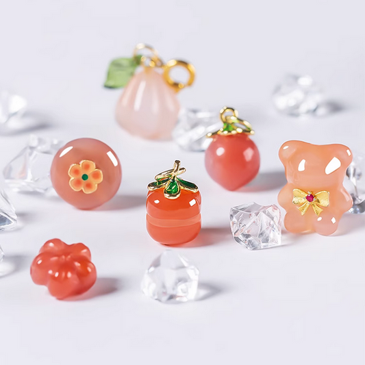 Cute Agate Made Pendants Fruit And Flower