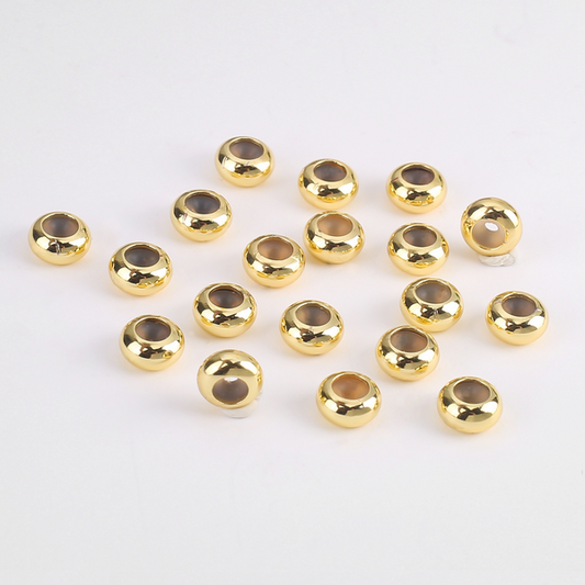 10pcs Brass 4mm Spacer Flat Round Bead With Silicone 14K Plated - AMSP-07