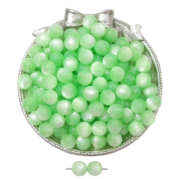 20pcs Resin Imitation Opals Cat's Eye Round Beads