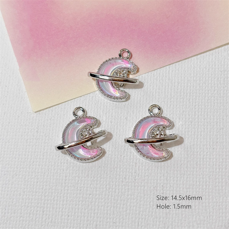 Alloy Pendants With Resin Pink Fairy Fantastic Charms