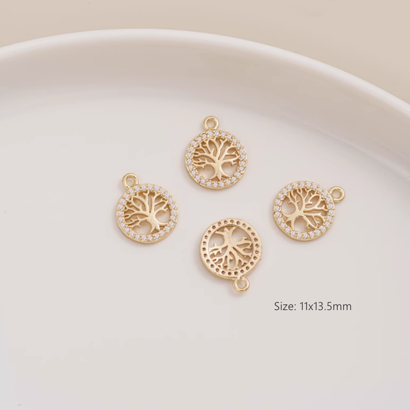 Brass 14K Gilded Zircon Necklace Bracelet Pendants Collection