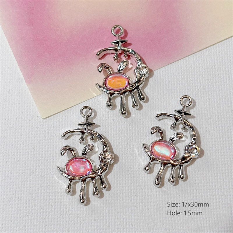 Alloy Pendants With Resin Pink Fairy Fantastic Charms