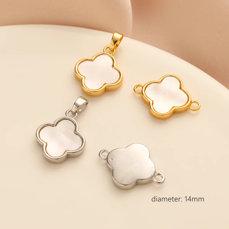 Brass Gold Platinum Plated Shell Piece Inlaid Charms Pendant