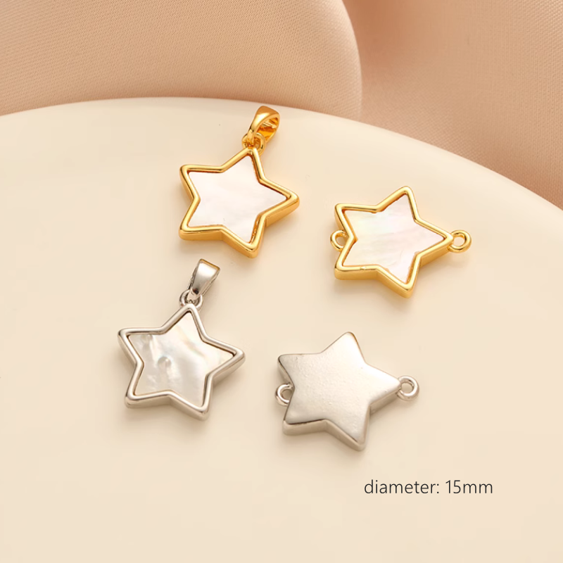 Brass Gold Platinum Plated Shell Piece Inlaid Charms Pendant