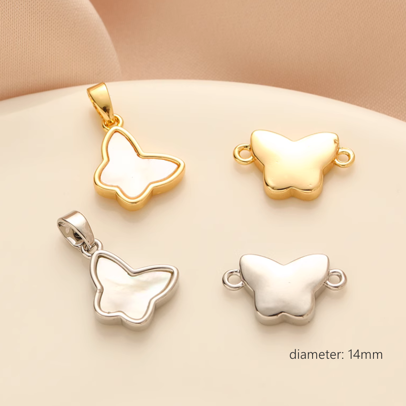 Brass Gold Platinum Plated Shell Piece Inlaid Charms Pendant
