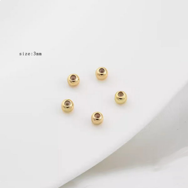 10pcs Brass 3mm Spacer Round Bead With Silicone 14K Plated -AMYS-01