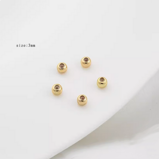 10pcs Brass 3mm Spacer Round Bead With Silicone 14K Plated -AMYS-01