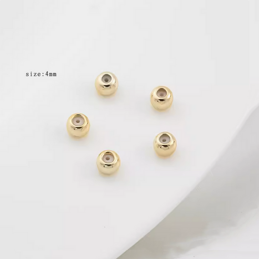 10pcs Brass 4mm Spacer Round Bead With Silicone 14K Plated -AMYS-02