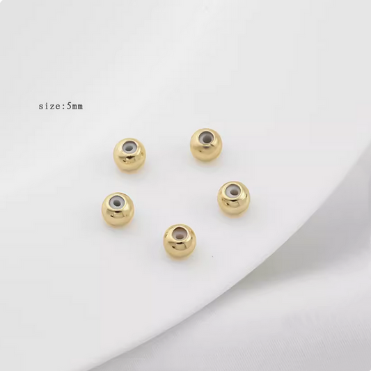 10pcs Brass 5mm Spacer Round Bead With Silicone 14K Plated -AMYS-03
