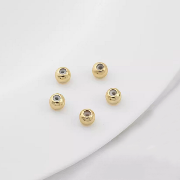 10pcs Brass Spacer Round Bead With Silicone