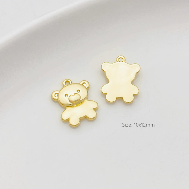 Brass Gold Gilded Cute Heart Rabbit Leaf Charms Pendant