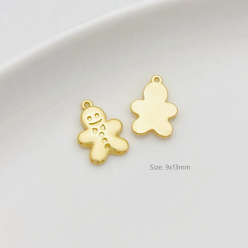 Brass Gold Gilded Cute Heart Rabbit Leaf Charms Pendant