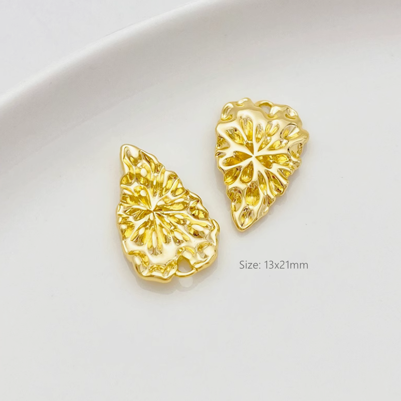 Brass Gold Gilded Cute Heart Rabbit Leaf Charms Pendant