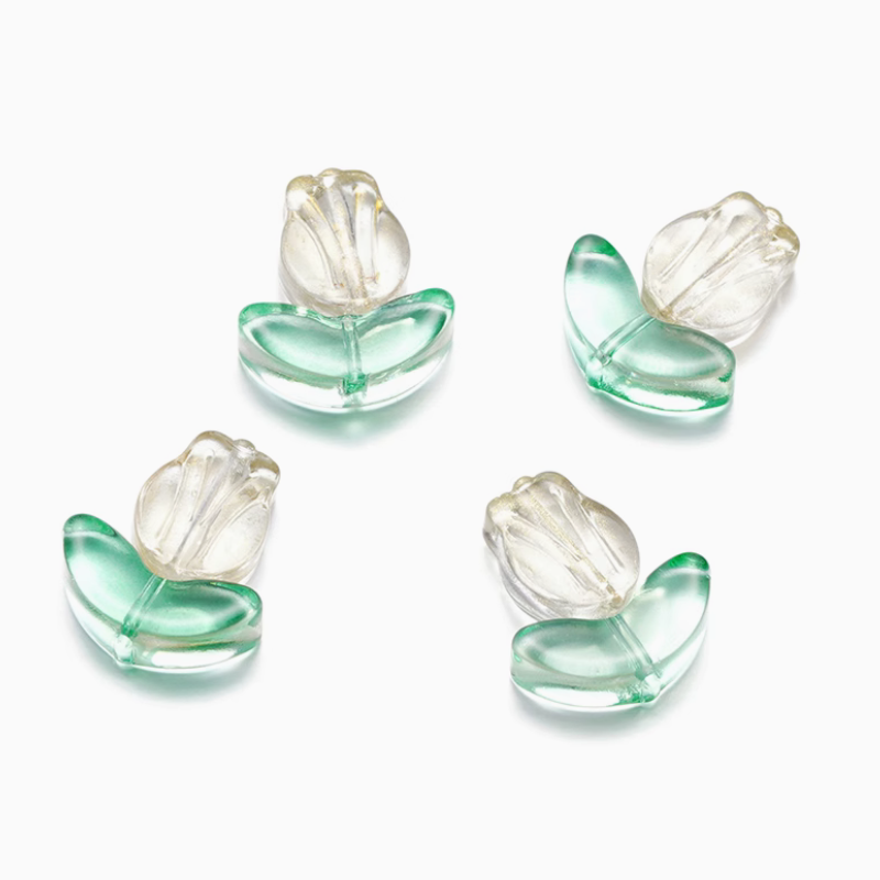 5pcs Glass Tulip Flower Pendant Transparent Buds Charms