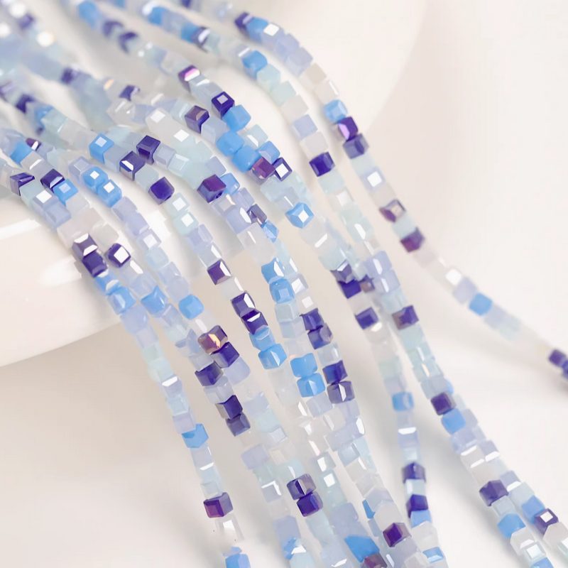 180pcs Glass Tiny Square Beads Electroplated Candy Color