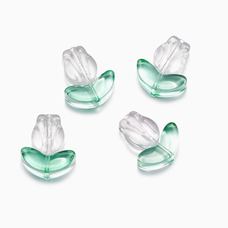 5pcs Glass Tulip Flower Pendant Transparent Buds Charms