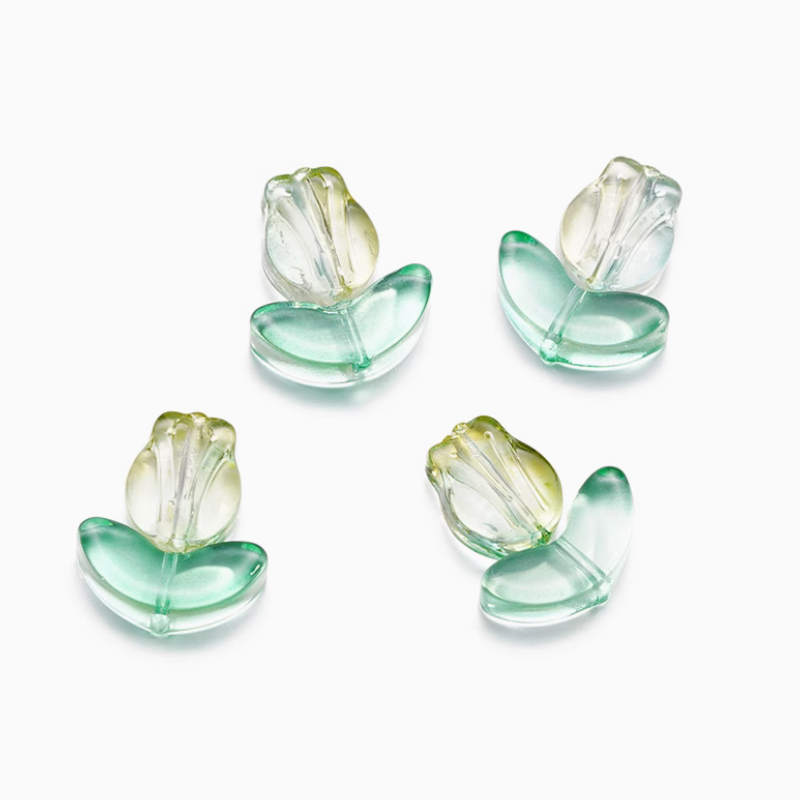 5pcs Glass Tulip Flower Pendant Transparent Buds Charms