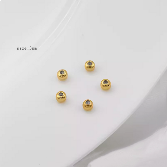 10pcs Brass 3mm Spacer Round Bead With Silicone 18K Plated -AMYS-04