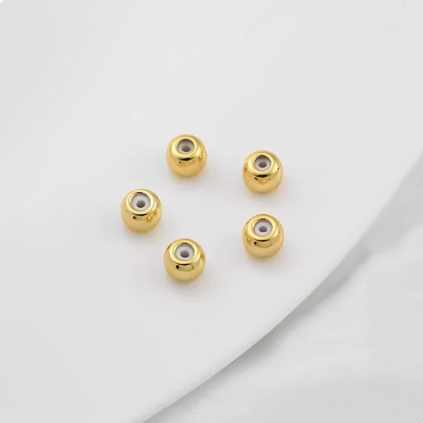 10pcs Brass Spacer Round Bead With Silicone