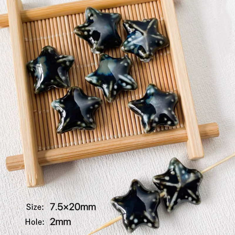 5pcs Ceramics Glazed Beads Tubes Ellipse