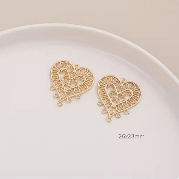 1 Pair Brass 14K Plated Earring Pendants-Multiple Holes