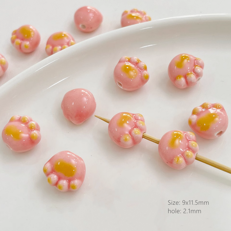 Pink Ceramics Glazed Charms DIY Beads Spacer Pendant Porcelain