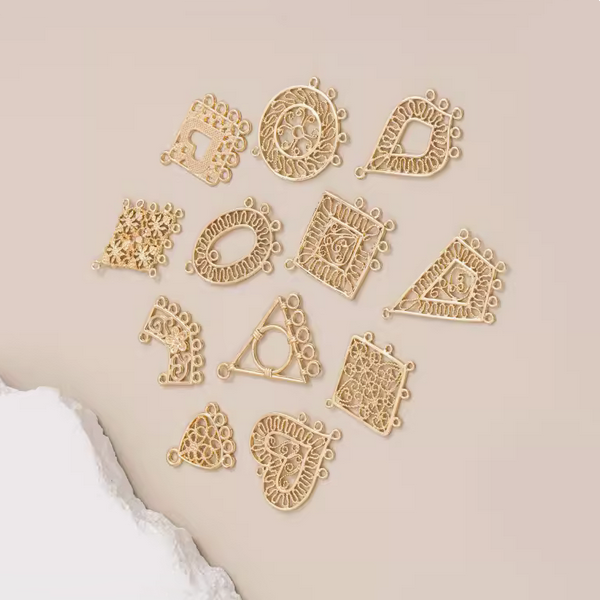 1 Pair Brass 14K Plated Earring Pendants-Multiple Holes