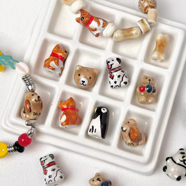 Ceramics Glazed Clay Animal Spacers Charms Pendant