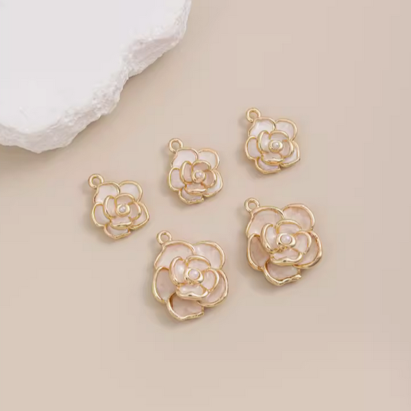 Brass Gilded Dispensing Camellia Flower Pendant