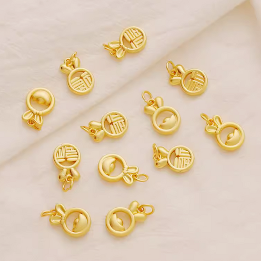 Alloy Gold Electroplated Happiness Words Pendant Piece