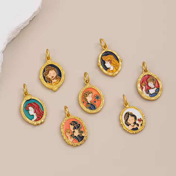 Brass Princess Pendant Piece 18K Matt Gilded