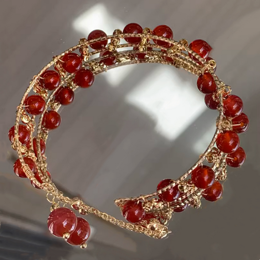 Brass Wire Bracelet Agate Beads