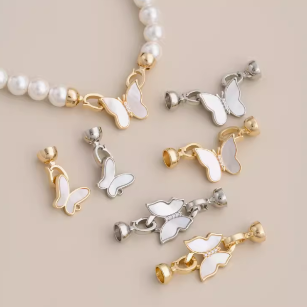 Brass Gilded Shell Butterfly Clip Fold Over Clasp