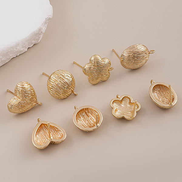 1 Pair Stripe Texture Chunky Earring Stud-925 Silver Needle