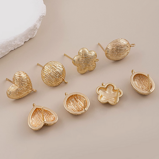 1 Pair Stripe Texture Chunky Earring Stud-925 Silver Needle