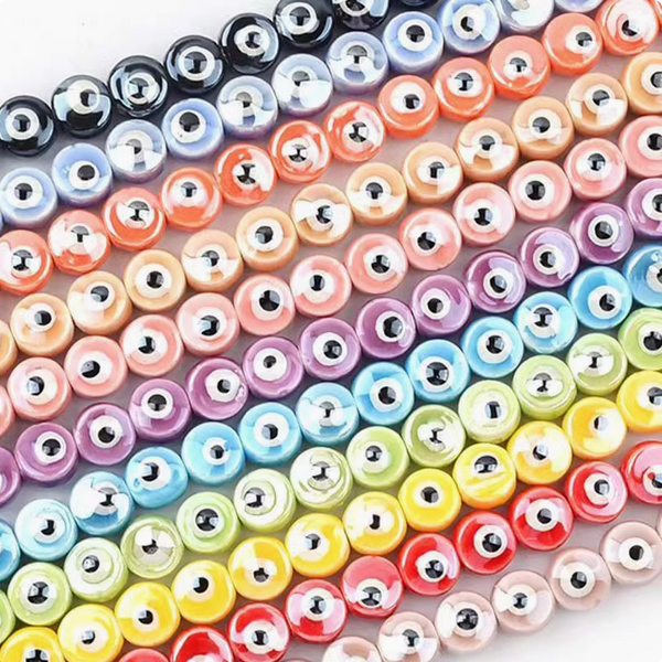 5pcs Ceramics Glazed Eyes Beads Pottery Bracelet Making Findings
