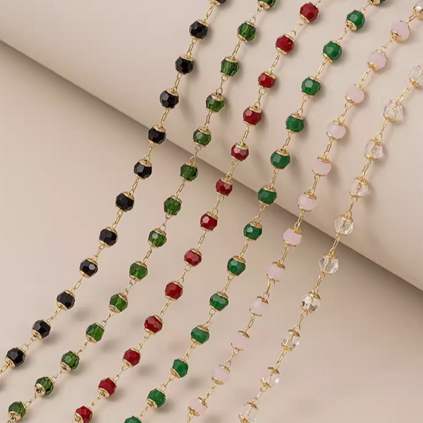 Brass Zircon Faceted Beads Chains Necklace Bracelet Chain